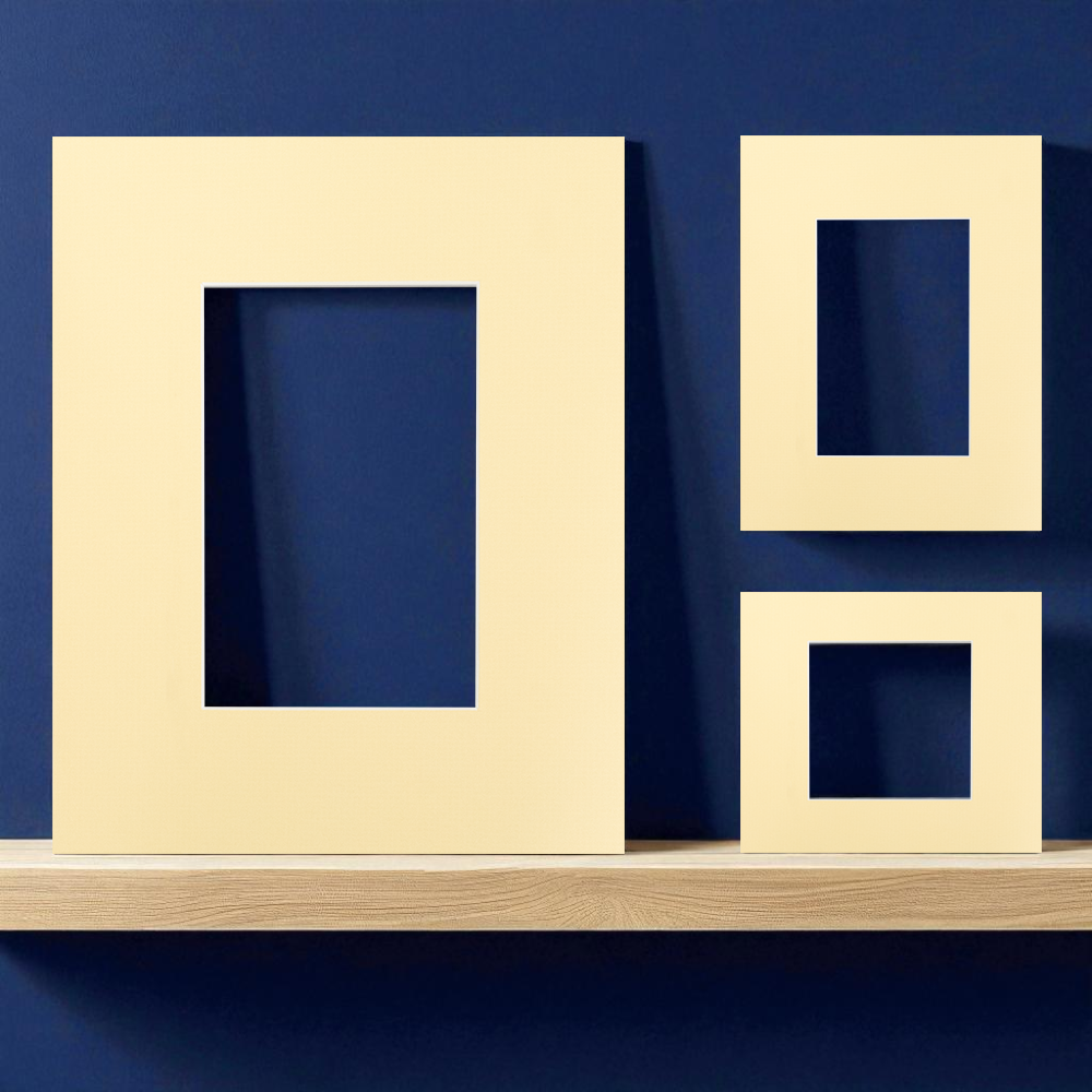 Cream-colored picture mount with a matching solid core bevel