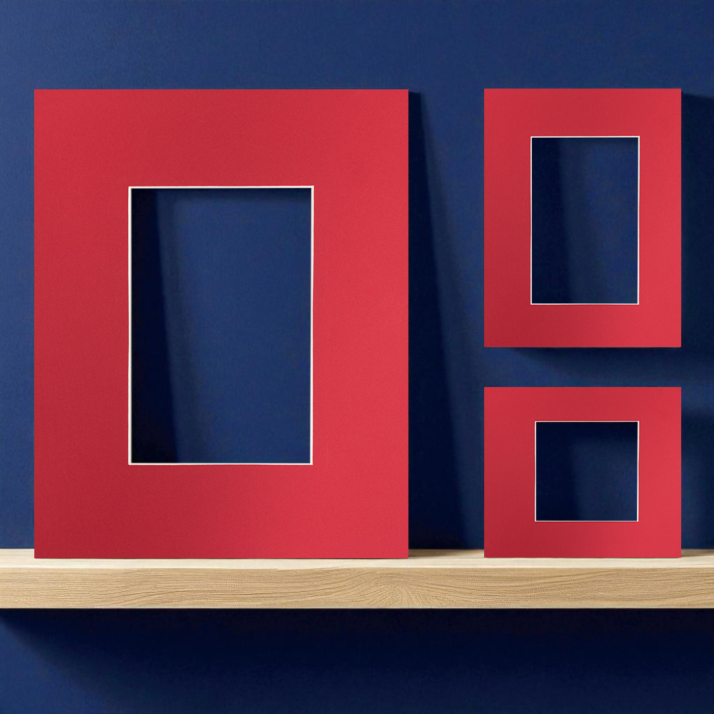 A vibrant red picture mount